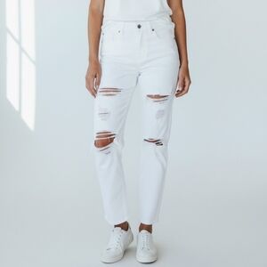 Chantz Distressed White Denim Skinny Jeans